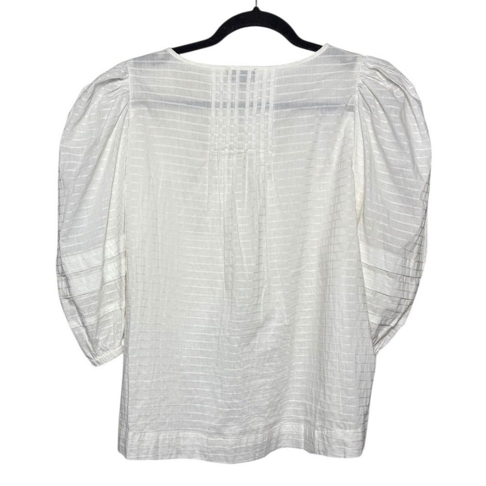 Summersalt Women's White Peasant Blouse Balloon Sleeves Boho Prairie Sz M - Picture 2 of 5